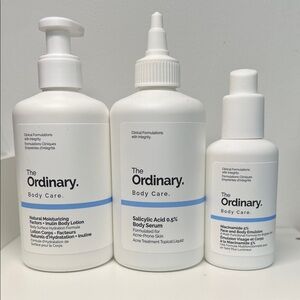 The Ordinary White and Blue Body Care Trio